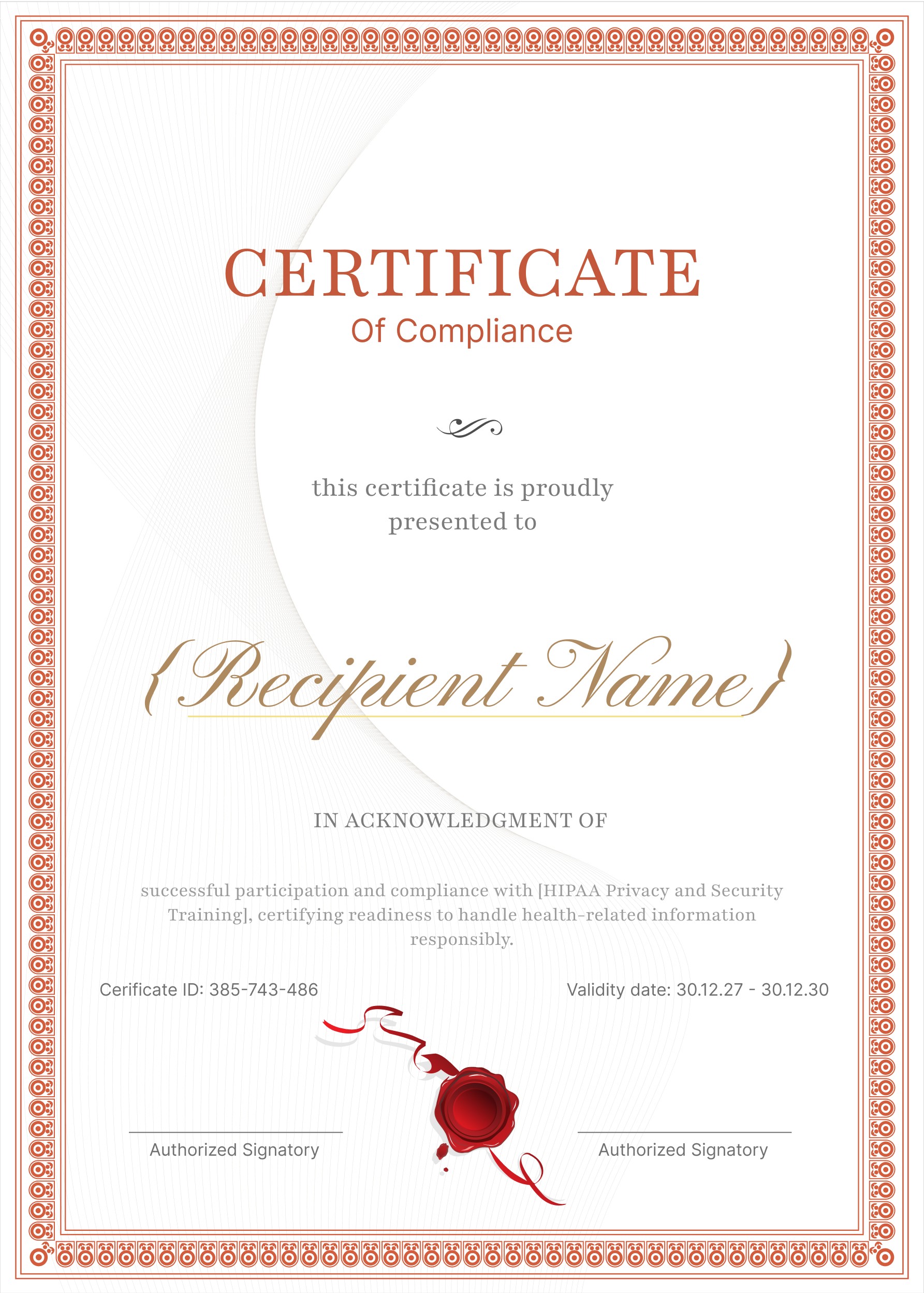 Wauld - Sophisticated and Professional Certificate of Compliance
