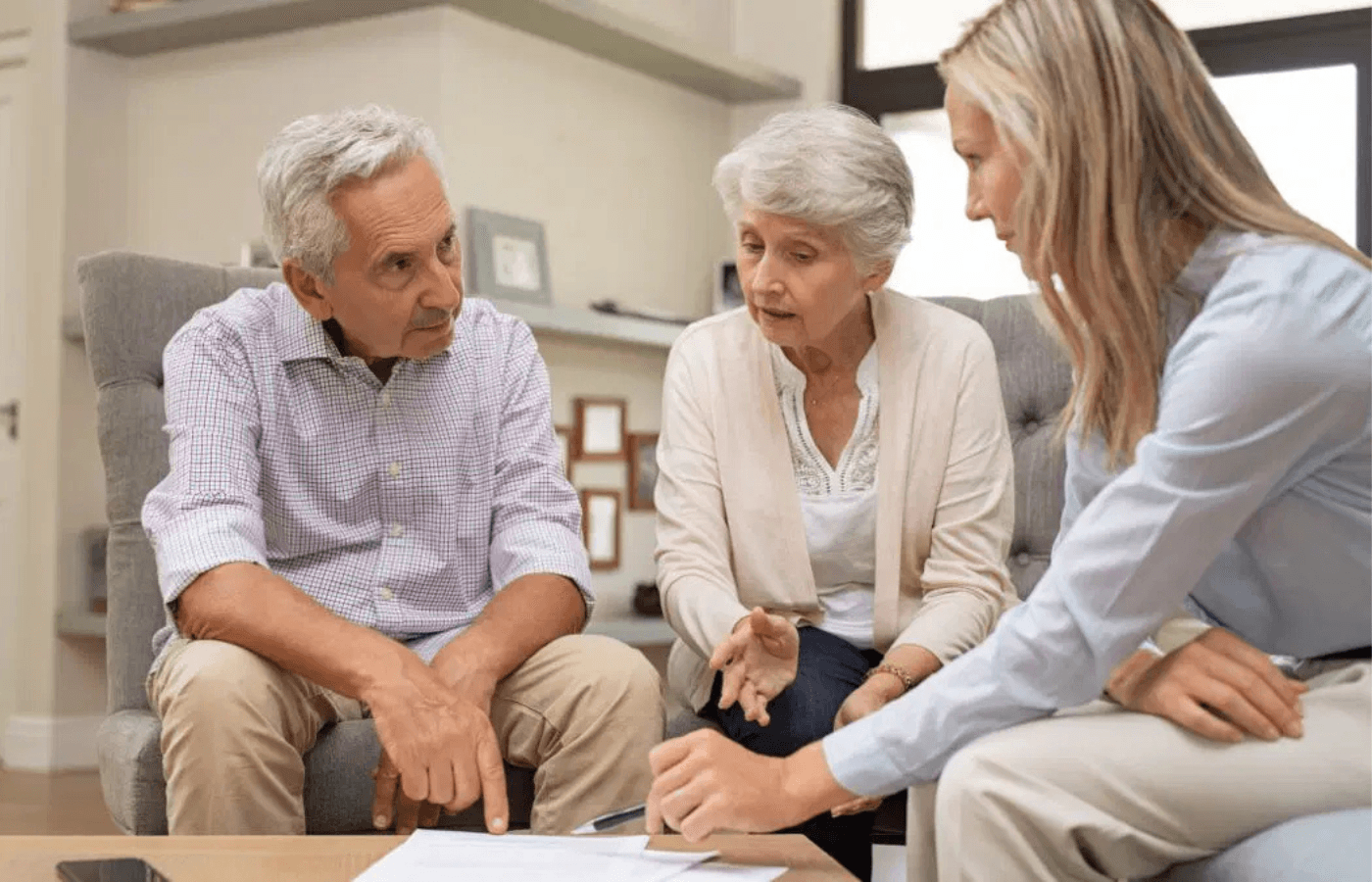 daughter helping parents manage their financials