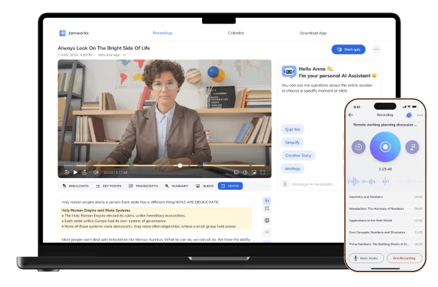 Mockup of Jamworks desktop and mobile screens