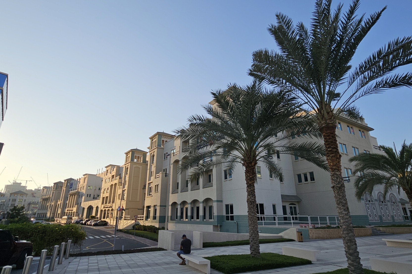 A prominent structure featuring a white roof in the Al Sufouh 2 neighborhood.