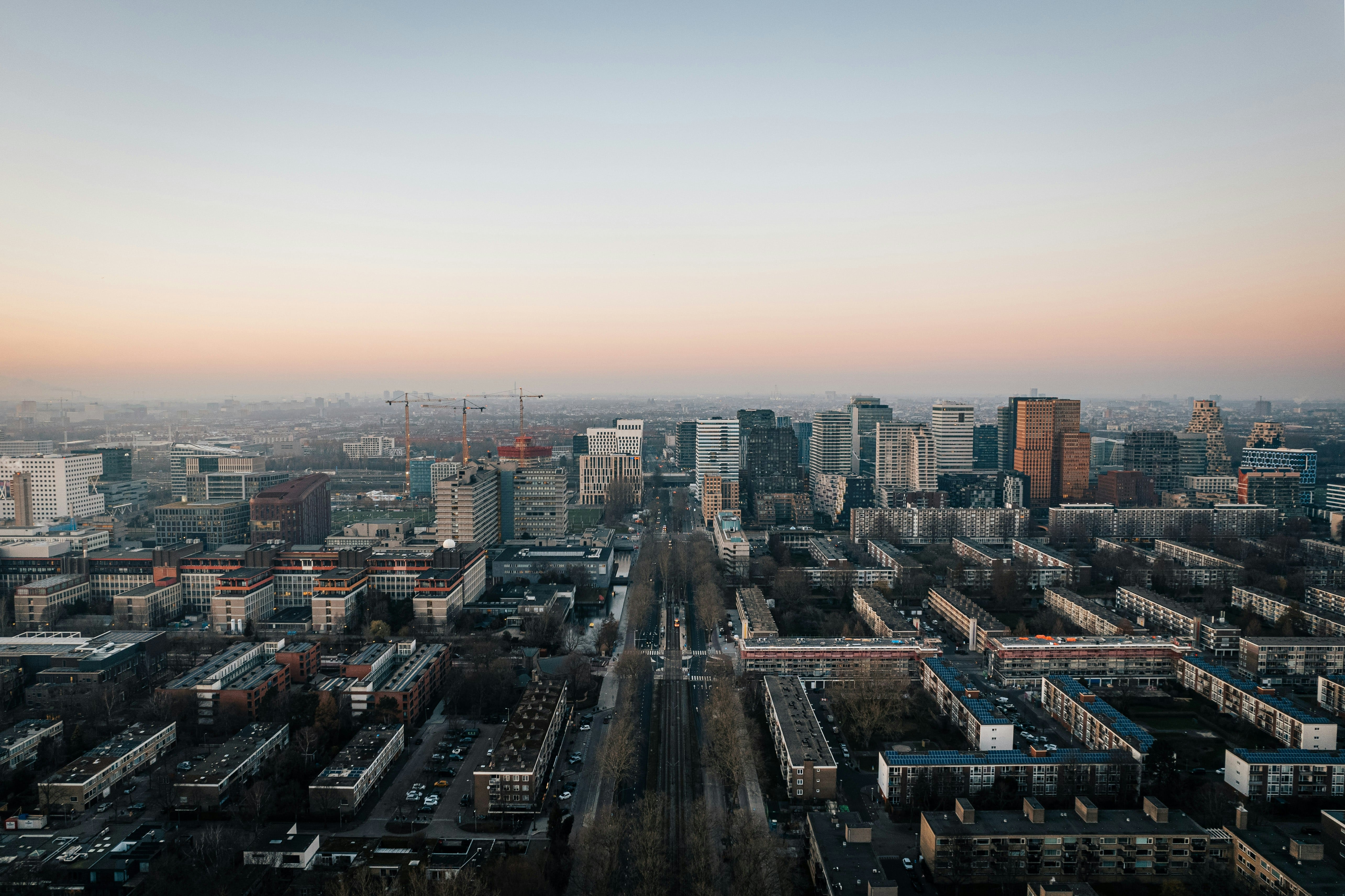 body of water under white sky