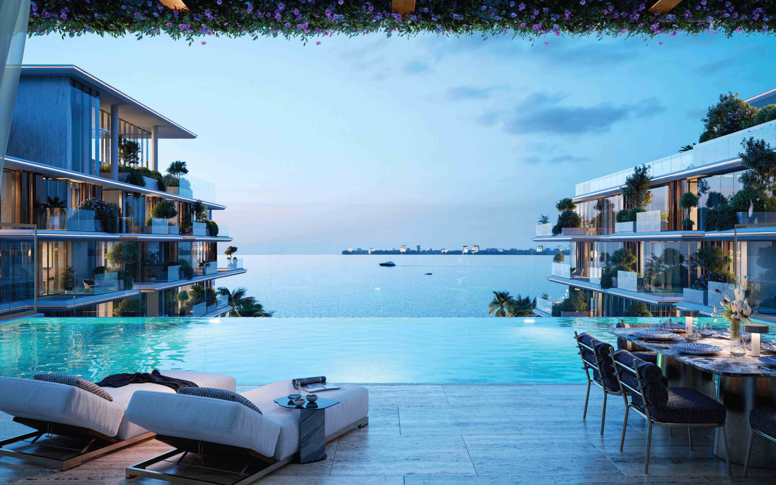 Elegant beachfront residences at The Tides resort in Miami, offering stunning views of the ocean and beach.