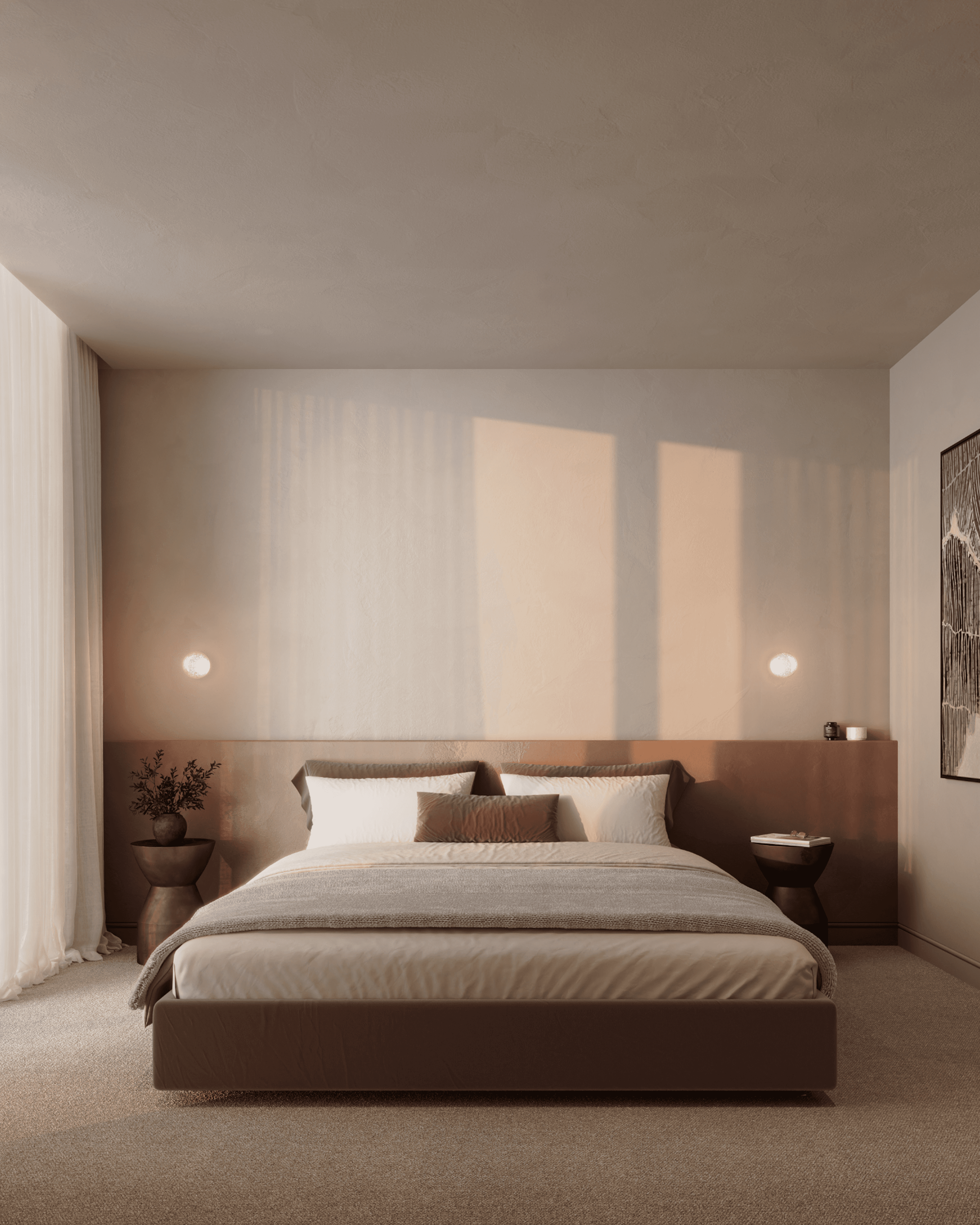 Bedroom in a Surfer apartment with views of the Tamborine Mountains
