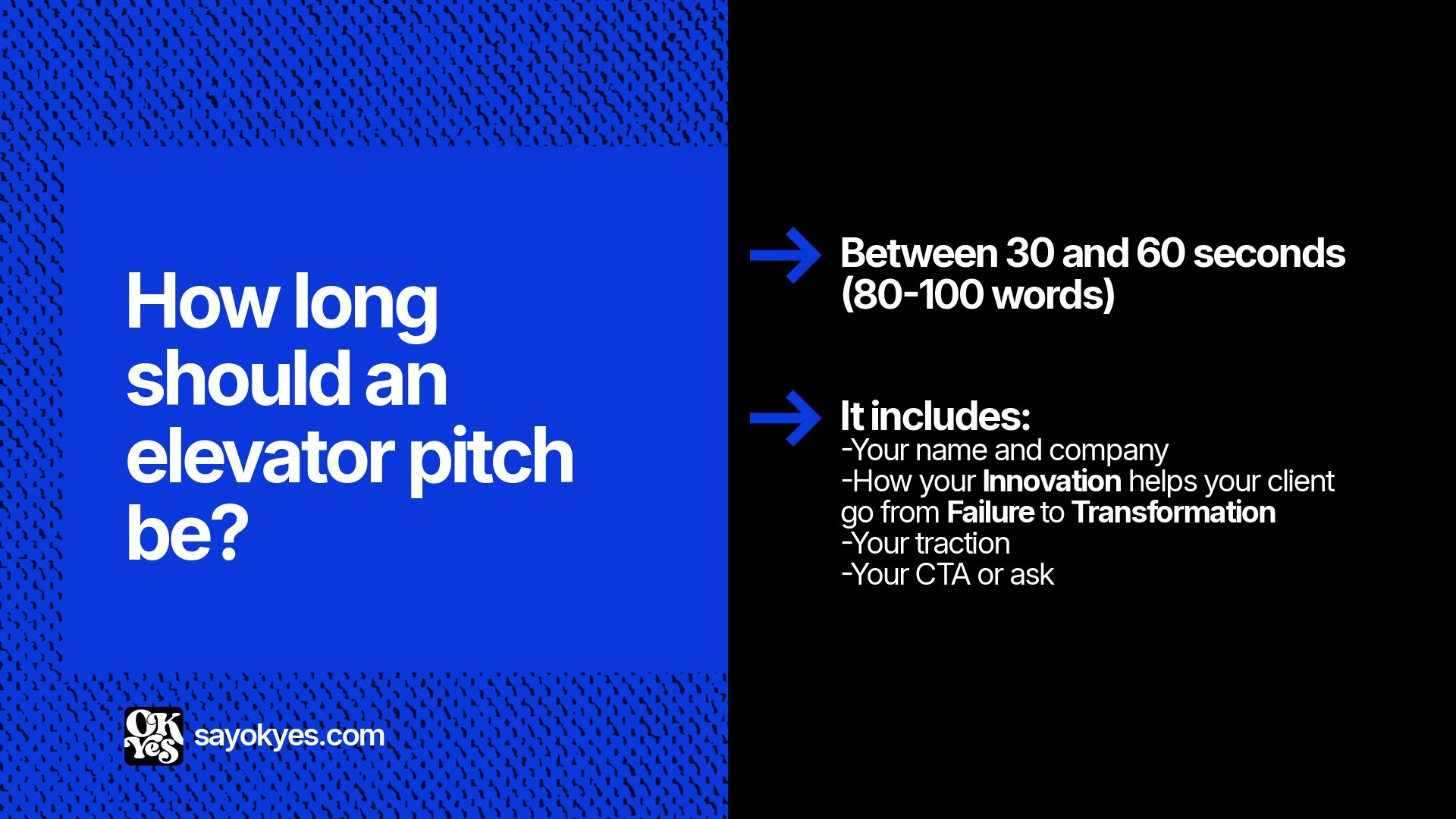 How long should an elevator pitch be?