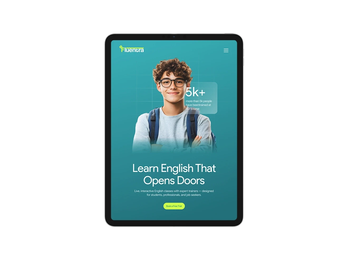 education responsive website design adapted for tablet screen for online classes