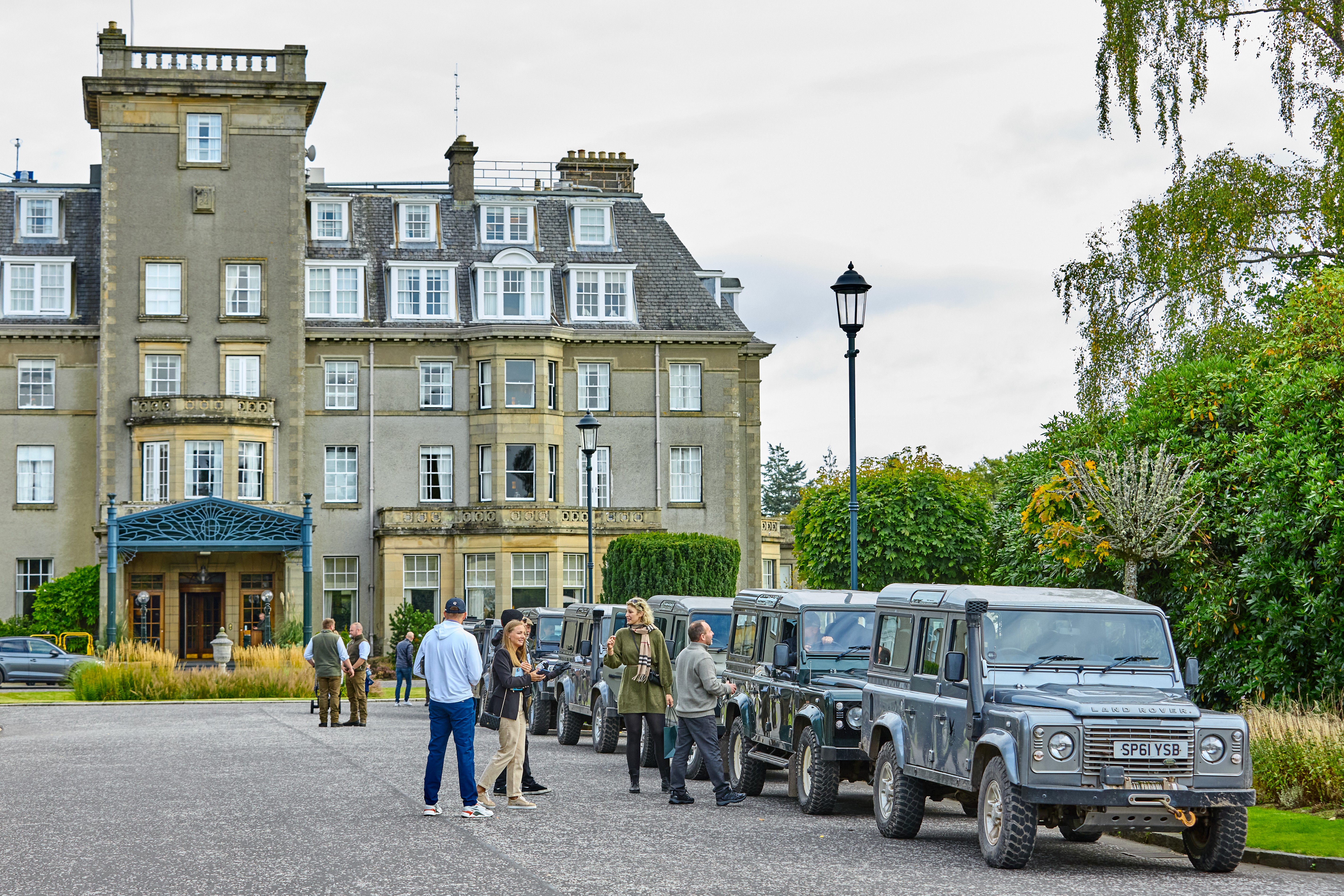 VIP guests outside Gleneagles – Luxury event photography Severn Images.