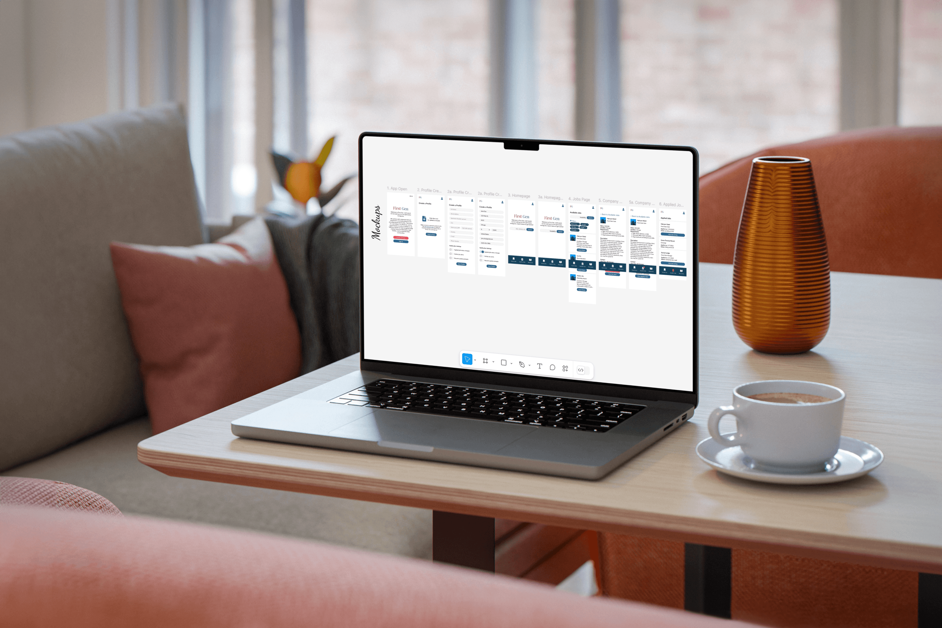 Macbook with a screen of mockups