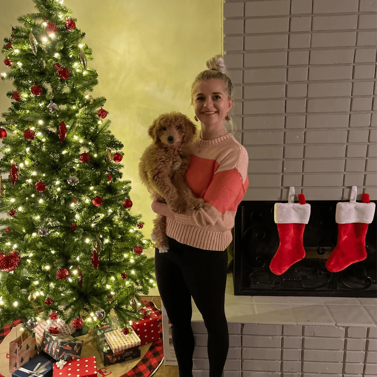 A photo of woman in red
