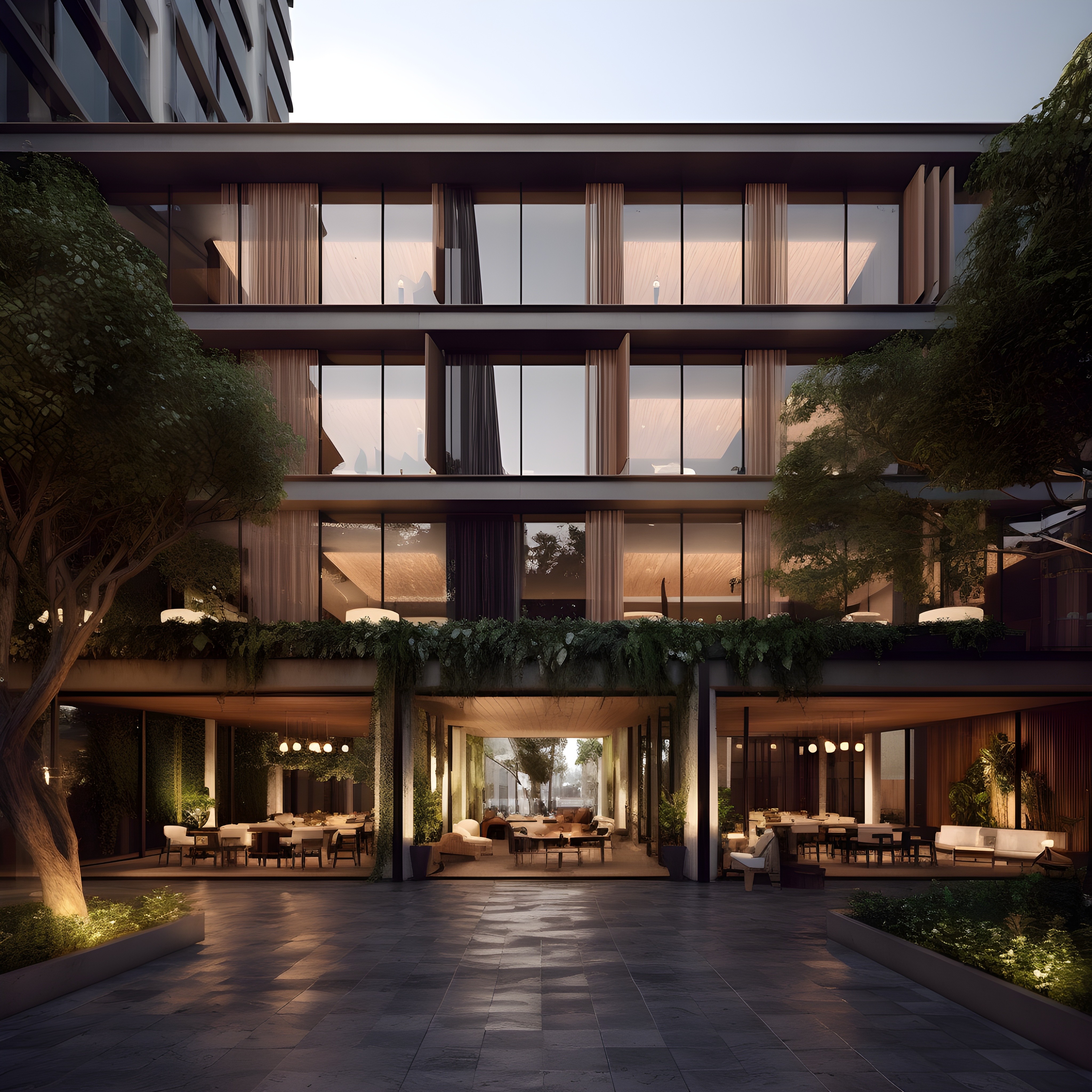 Modern hotel facade Merida.