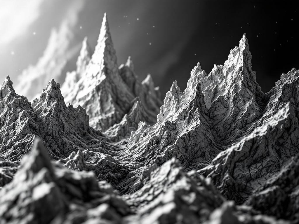 Black and white image of a mountain range