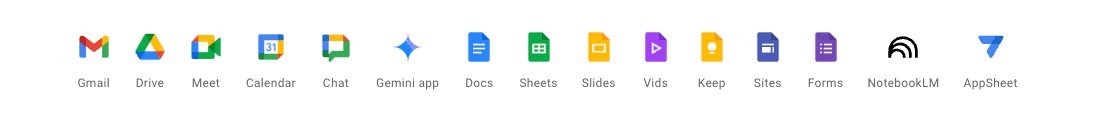 Apps included in Google Workspace plans