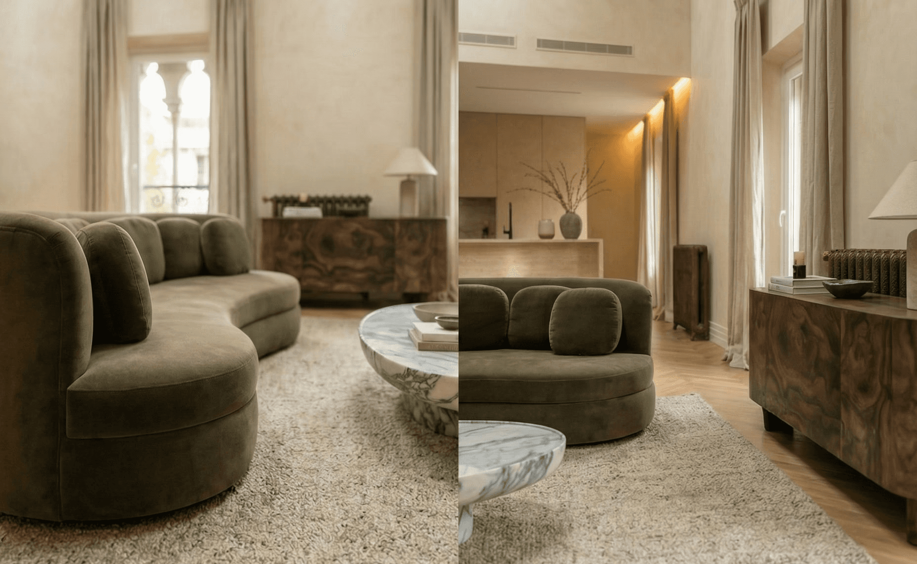 Proyecto Arrando 19 de Calienzo, interiorismo en Almagro con piedra natural, madera cálida y luz suave.