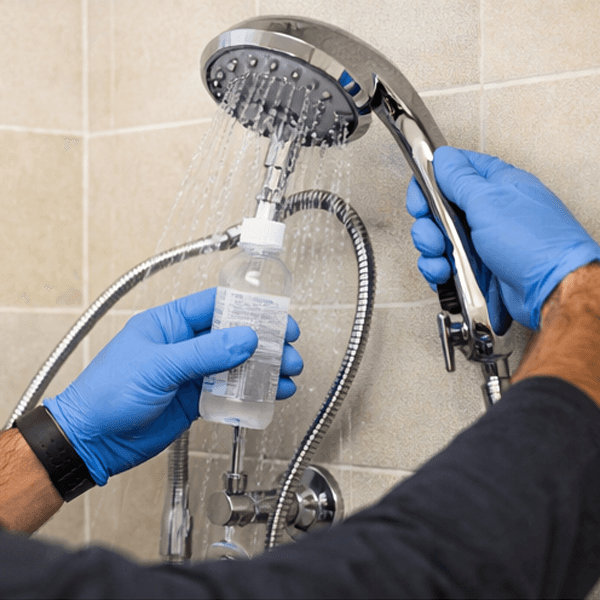 hand holding shower hose