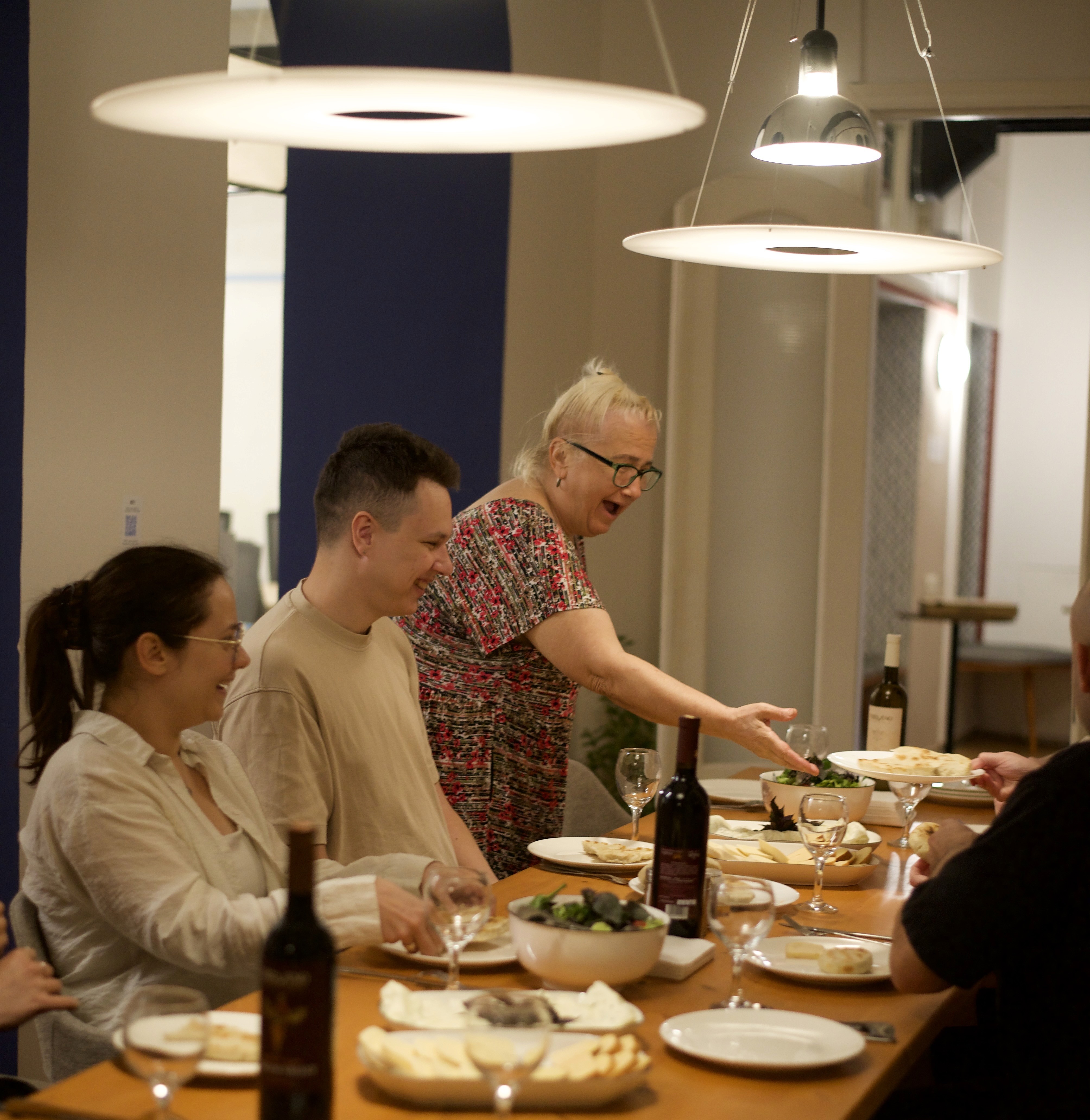 People laughing on a feast