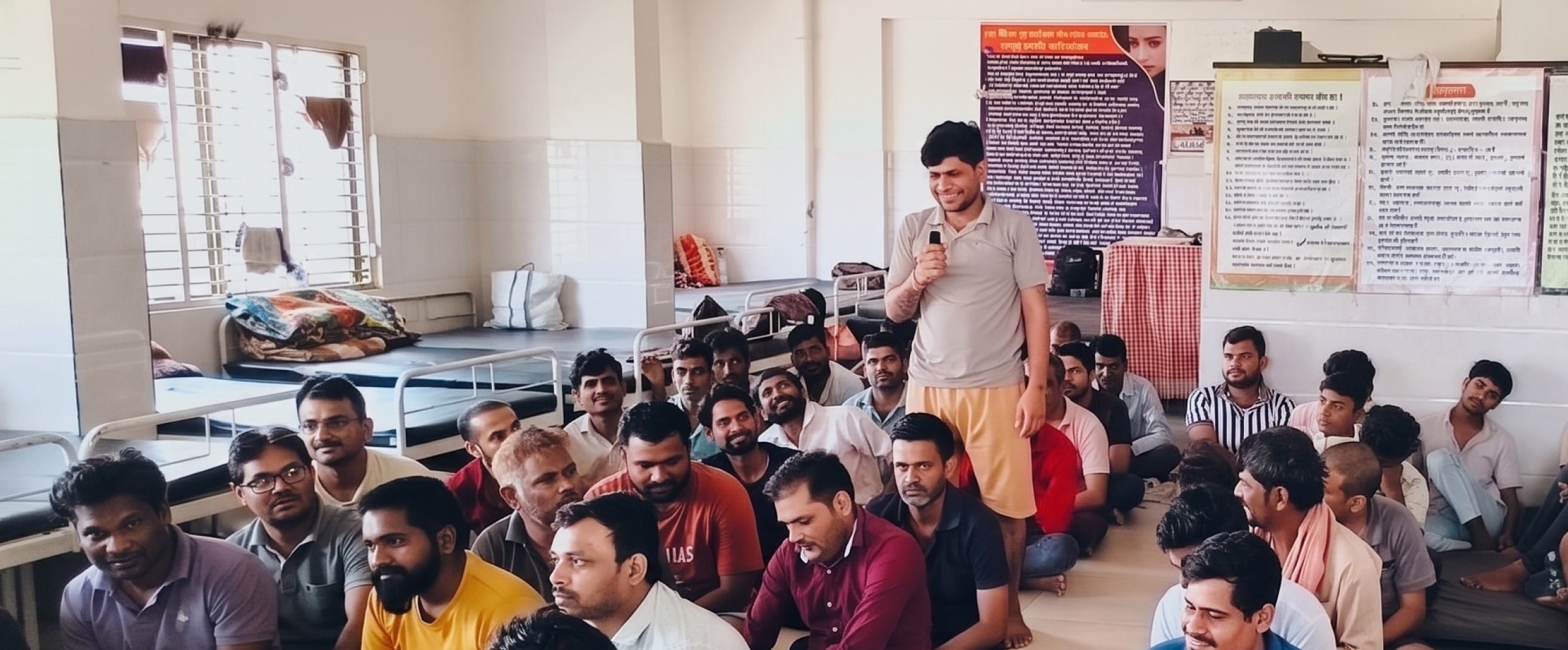 Patients laughing and enojyoing the activities in best de addiction centre in beed
