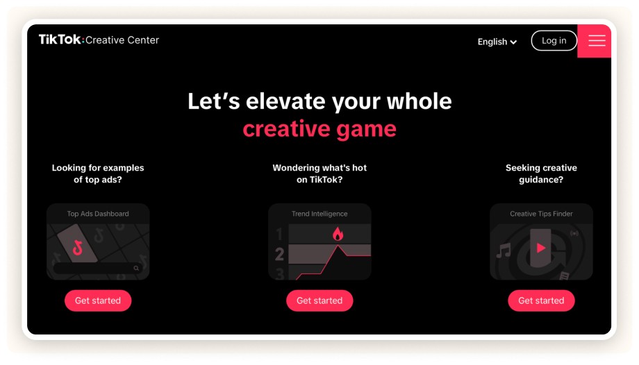 TikTok Creative Center homepage