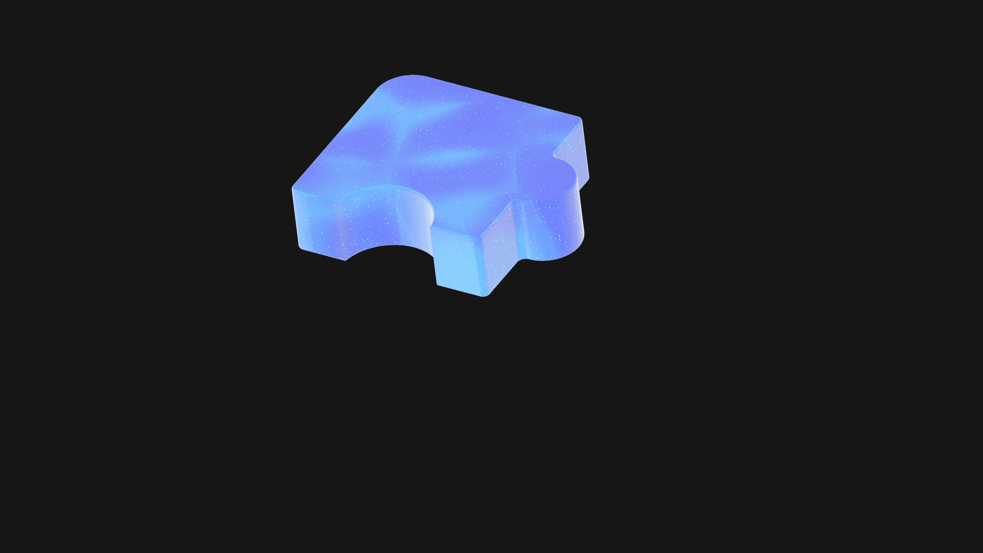 Trójwymiarowy element układanki w błękitnym kolorze symbolizujący pierwszy krok w budowaniu spójnego wizerunku marki.