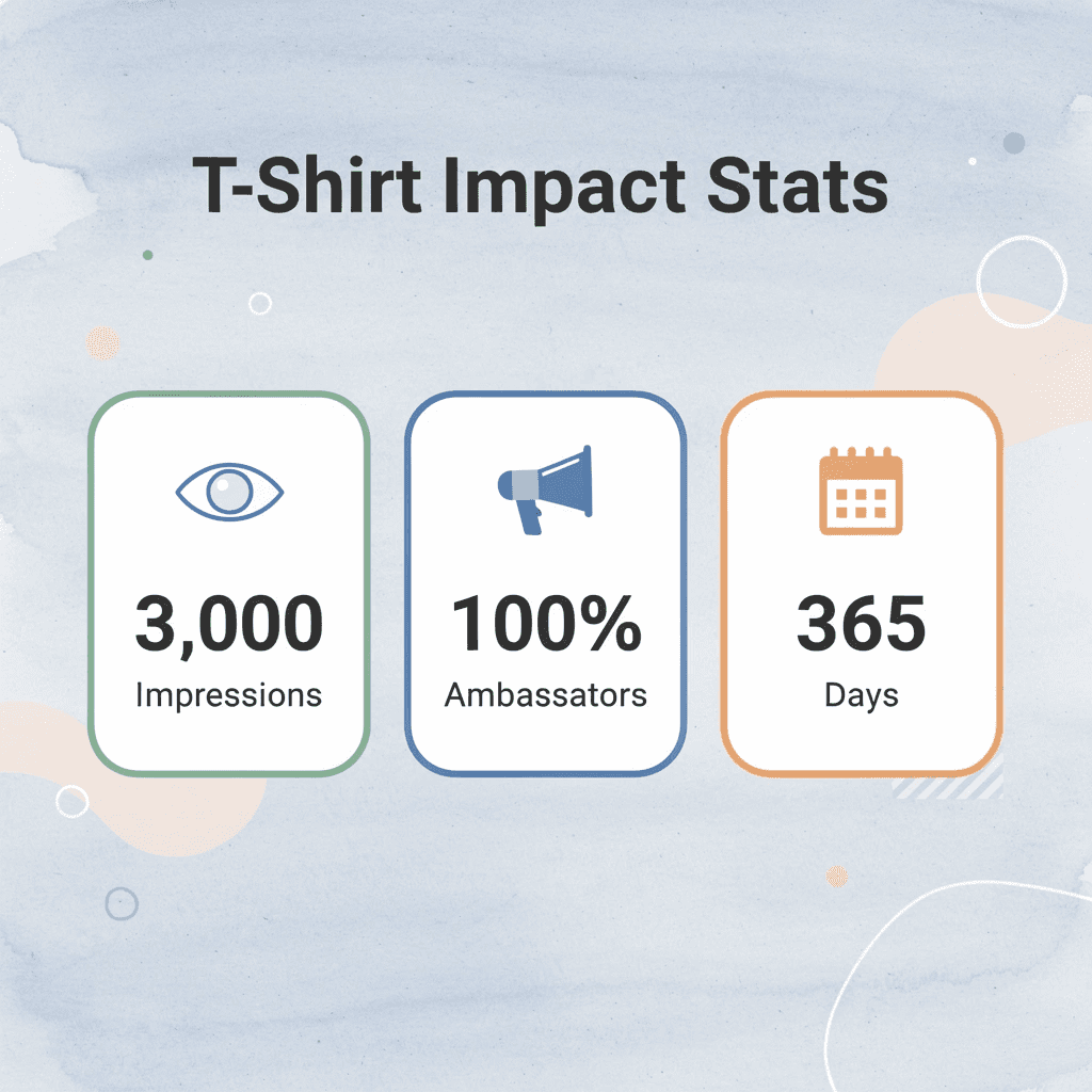 Statistics showing t-shirt marketing impact metrics