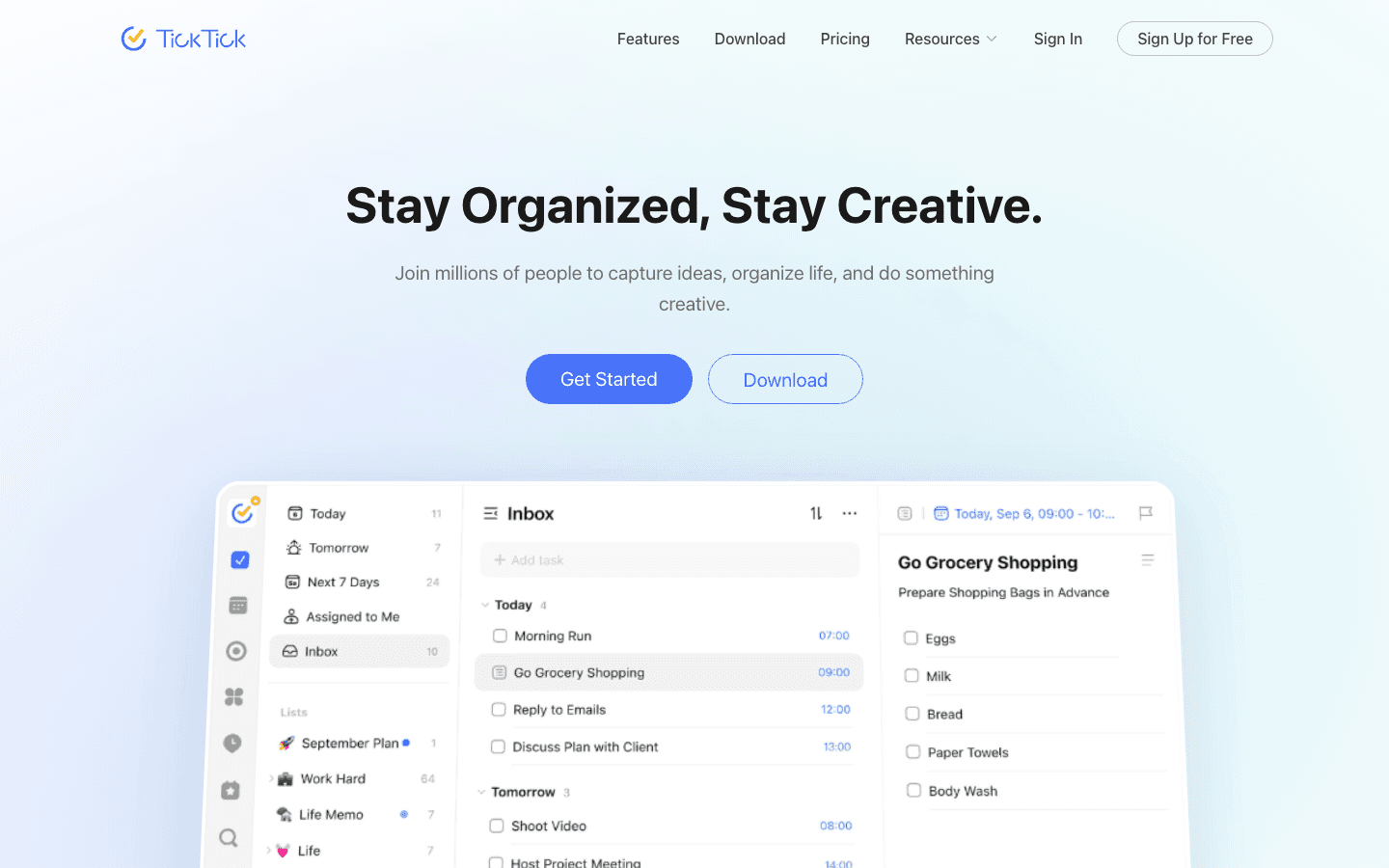 TickTick app screenshot