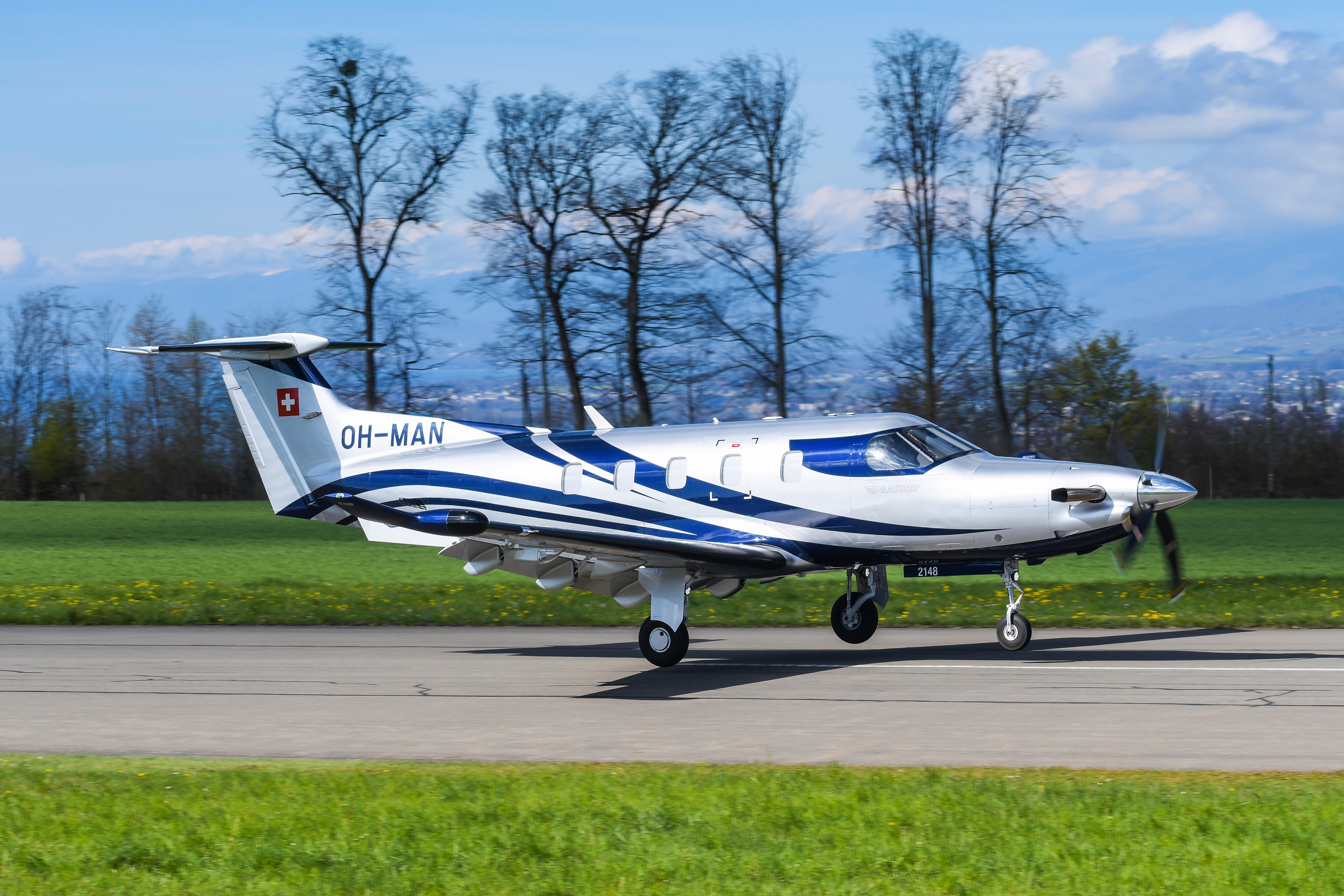 Pilatus PC-12 at Lausanne airport runway