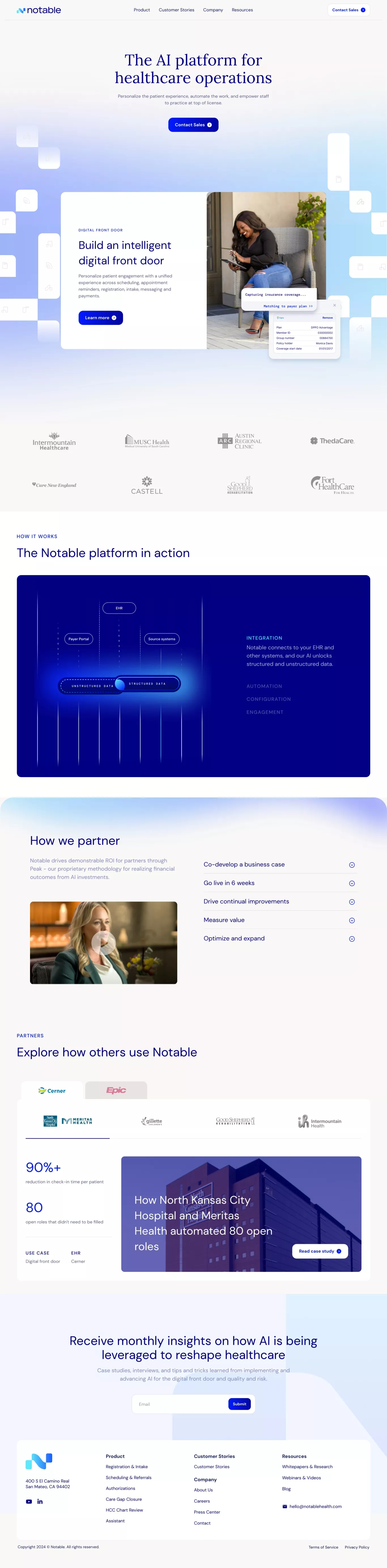 Notable landing page screenshot showcasing Medical and Tech design