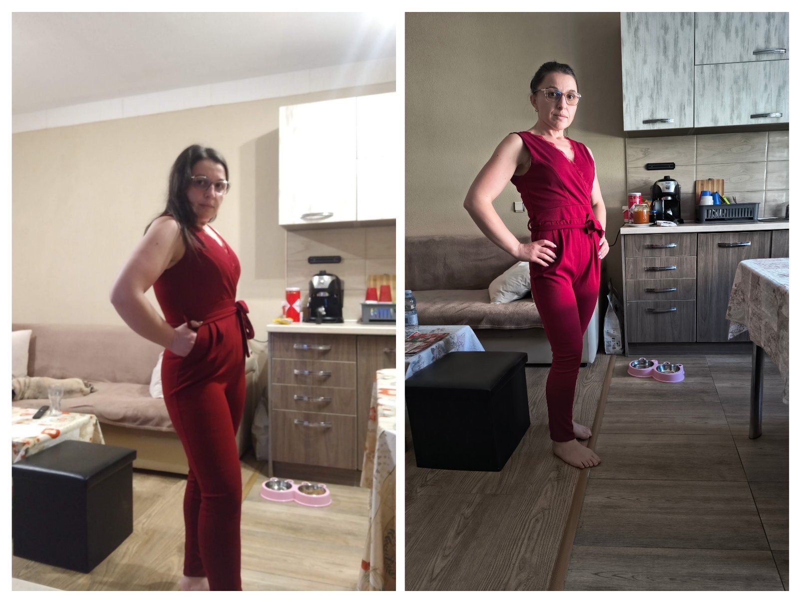 Before and after transformation photos of a Fitnix client