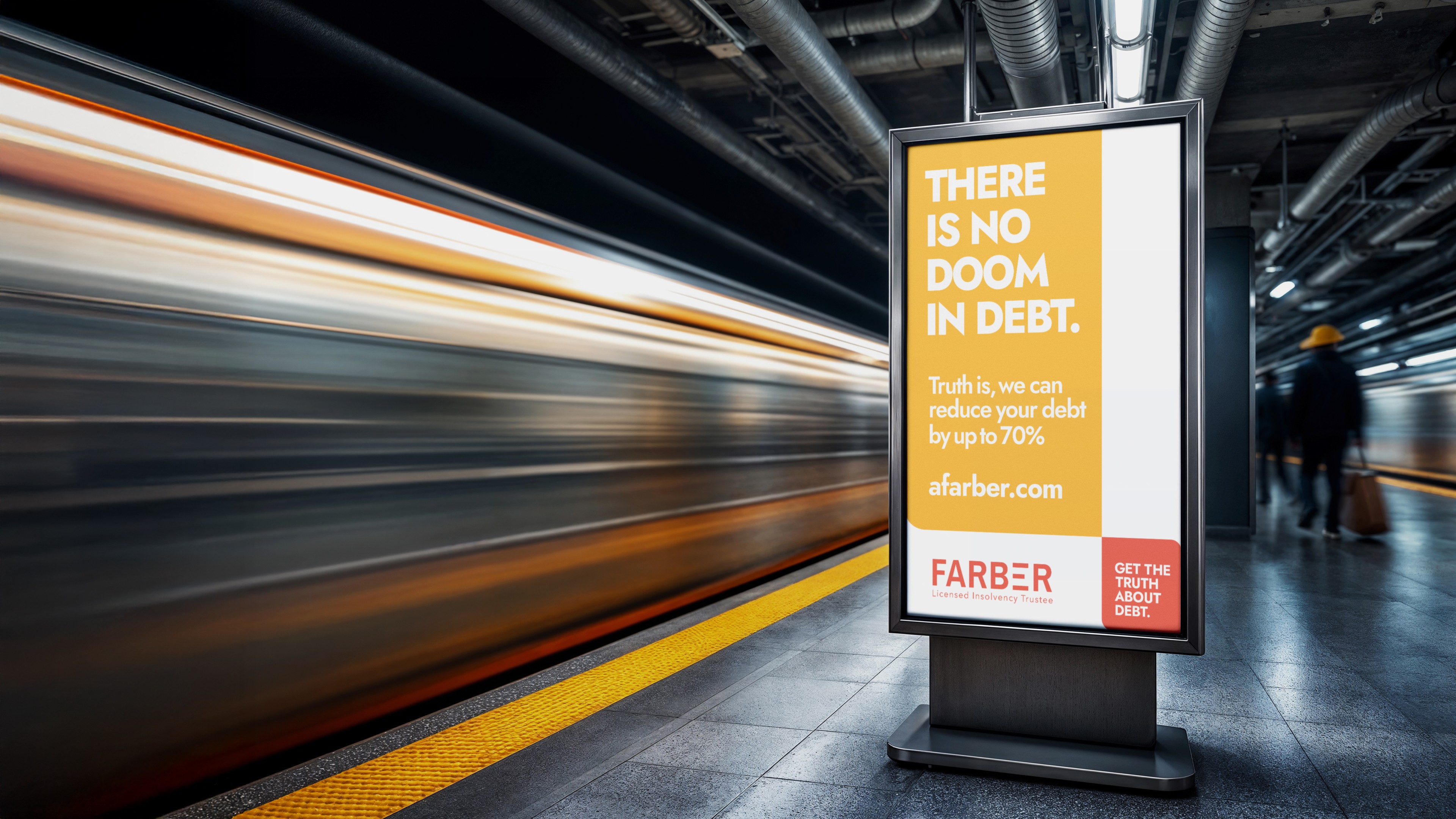 Media poster on subway platform