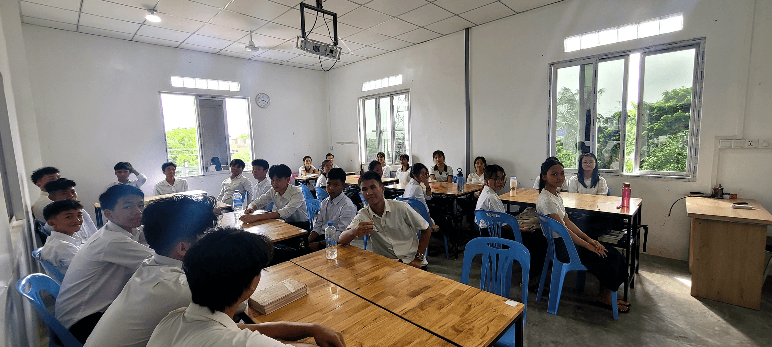 Middle school students at Elpis International School seated in a classroom in Yangon, Myanmar