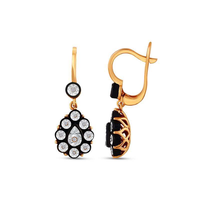 0.07 Karat Elmas Fantezi Küpe 8 Ayar Pembe Altın