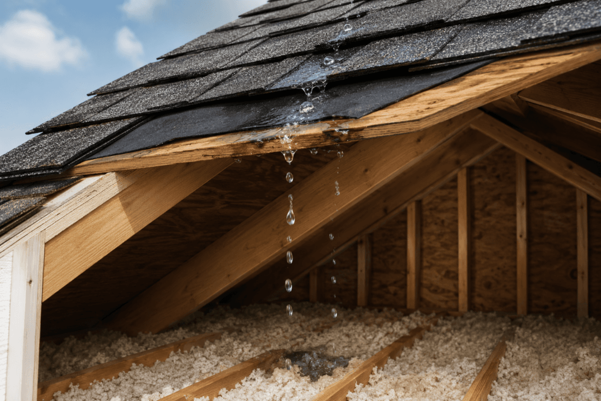roof leak point of entry - initial stage