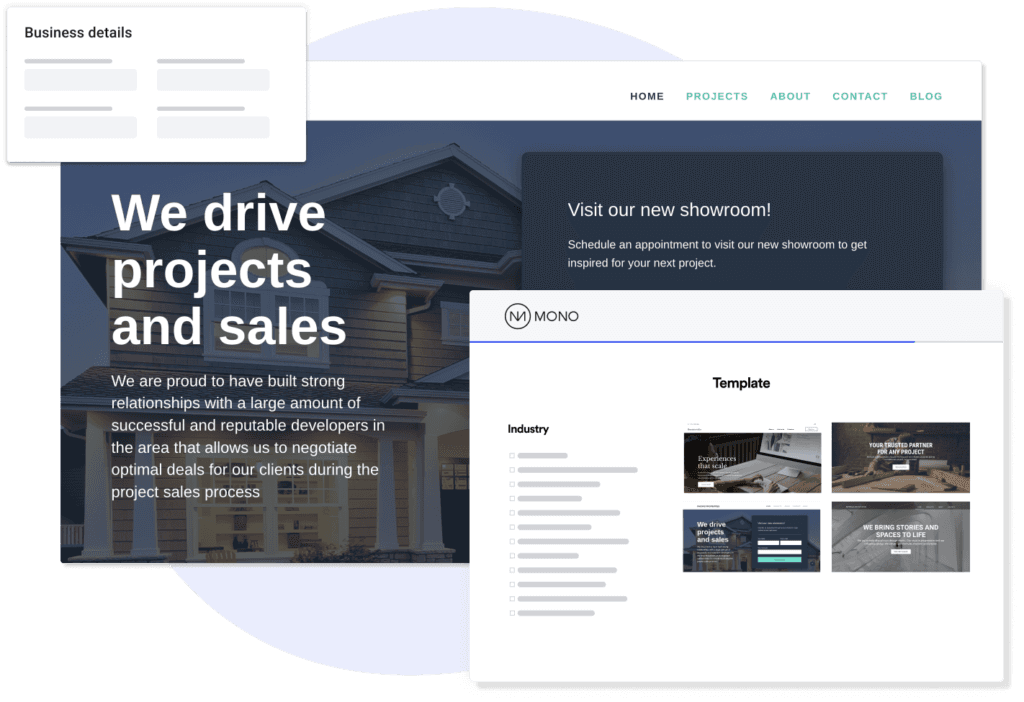 Mocked up web pages.