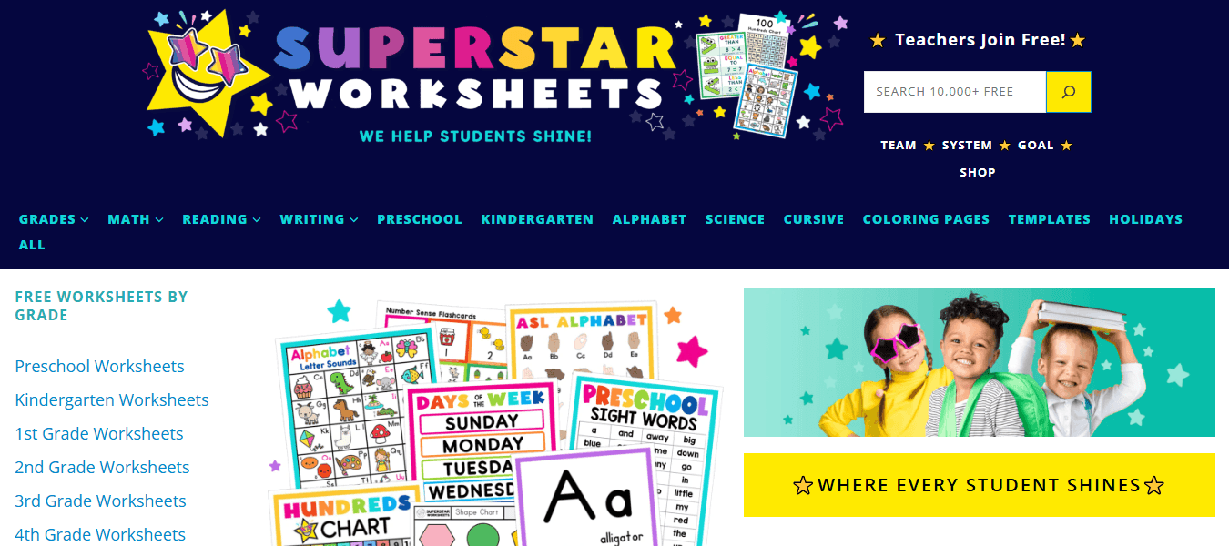 Superstar Worksheets