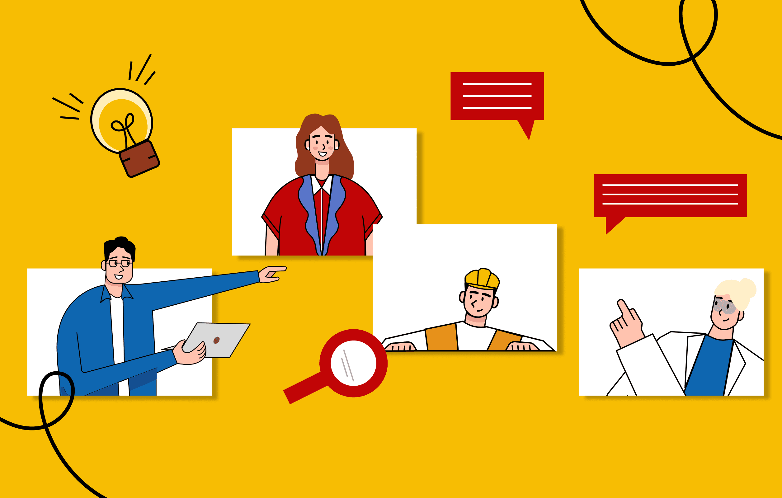 Illustration representing blogs and resources for B2B marketing, focused on insights, research, and shared knowledge.