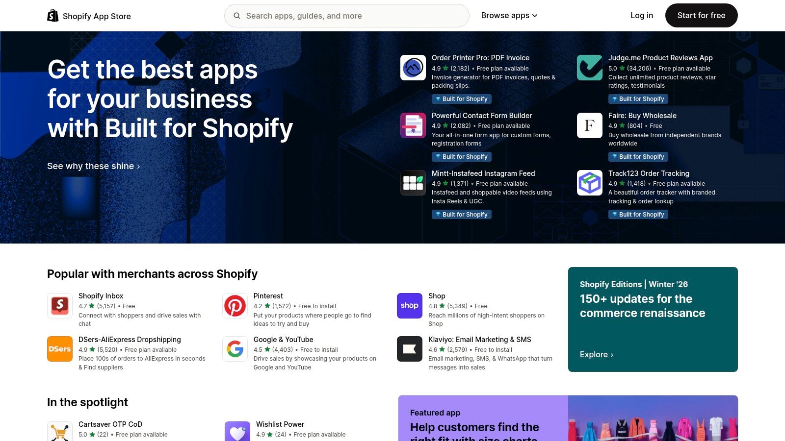 Shopify App Store (Marketing & AI)