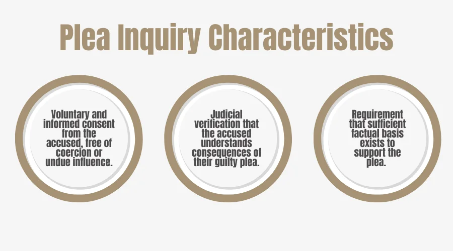 Three main characteristics of plea inquiry
