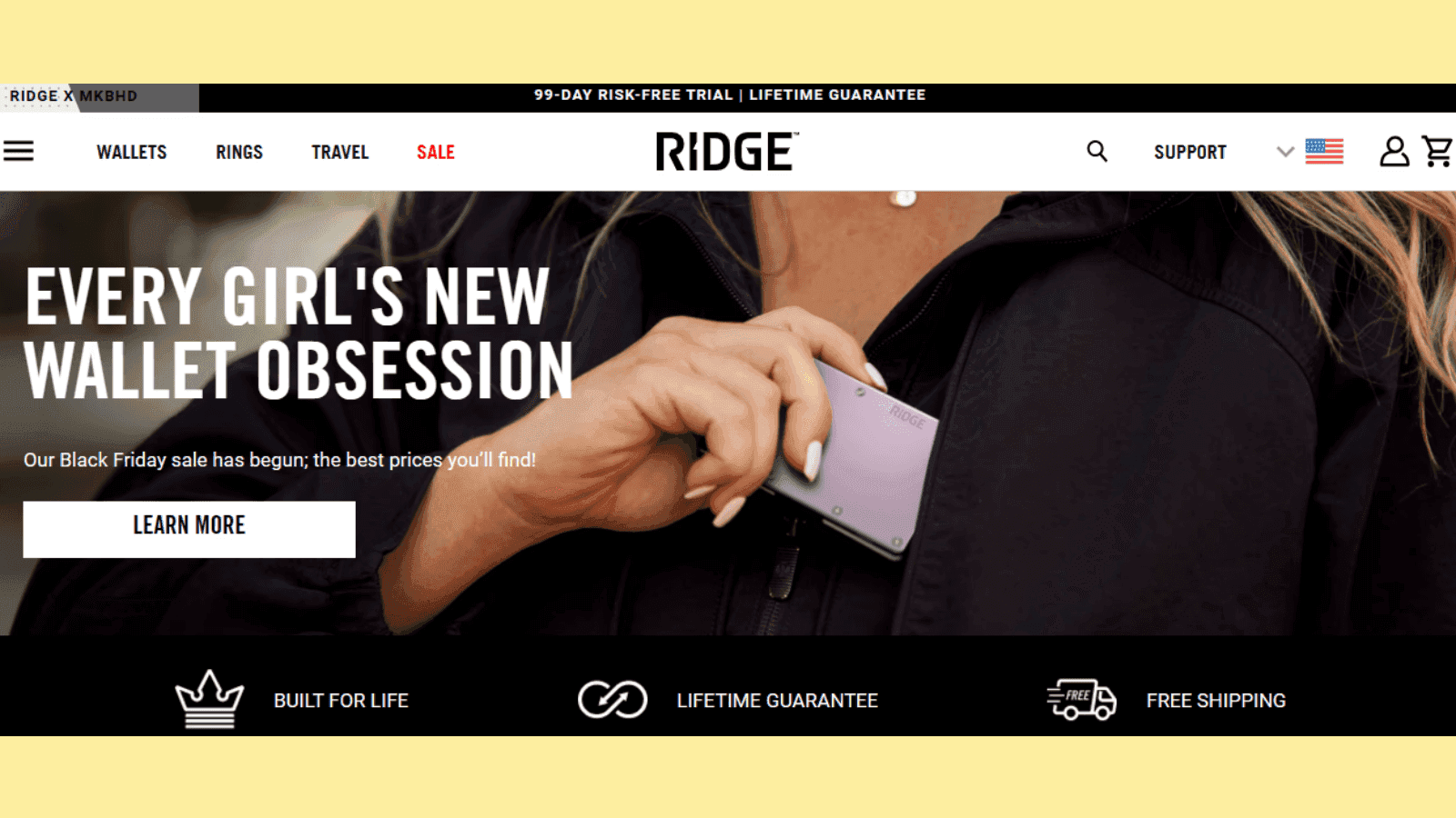 Landing page best practices example by Ridge