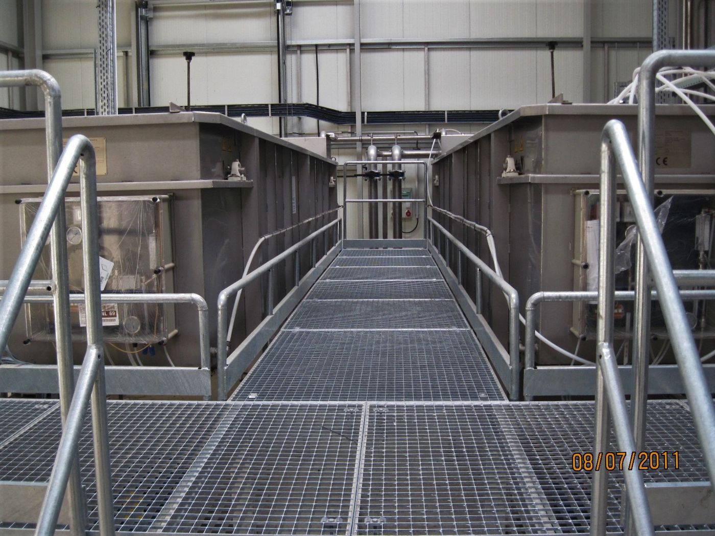 Walkway between the dissolved air flotation tanks at Glencore, Foktő, Hungary