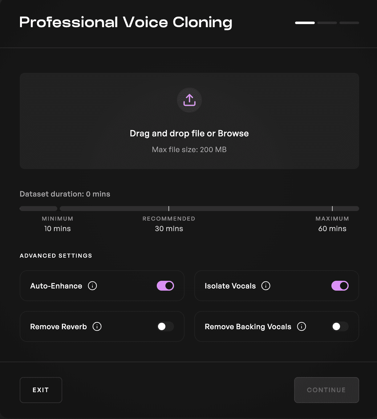 The Professional Voice Cloning page on Kits AI