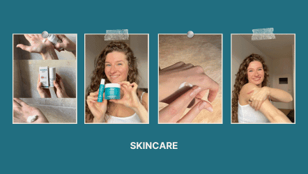 4 pictures showing skincare videos