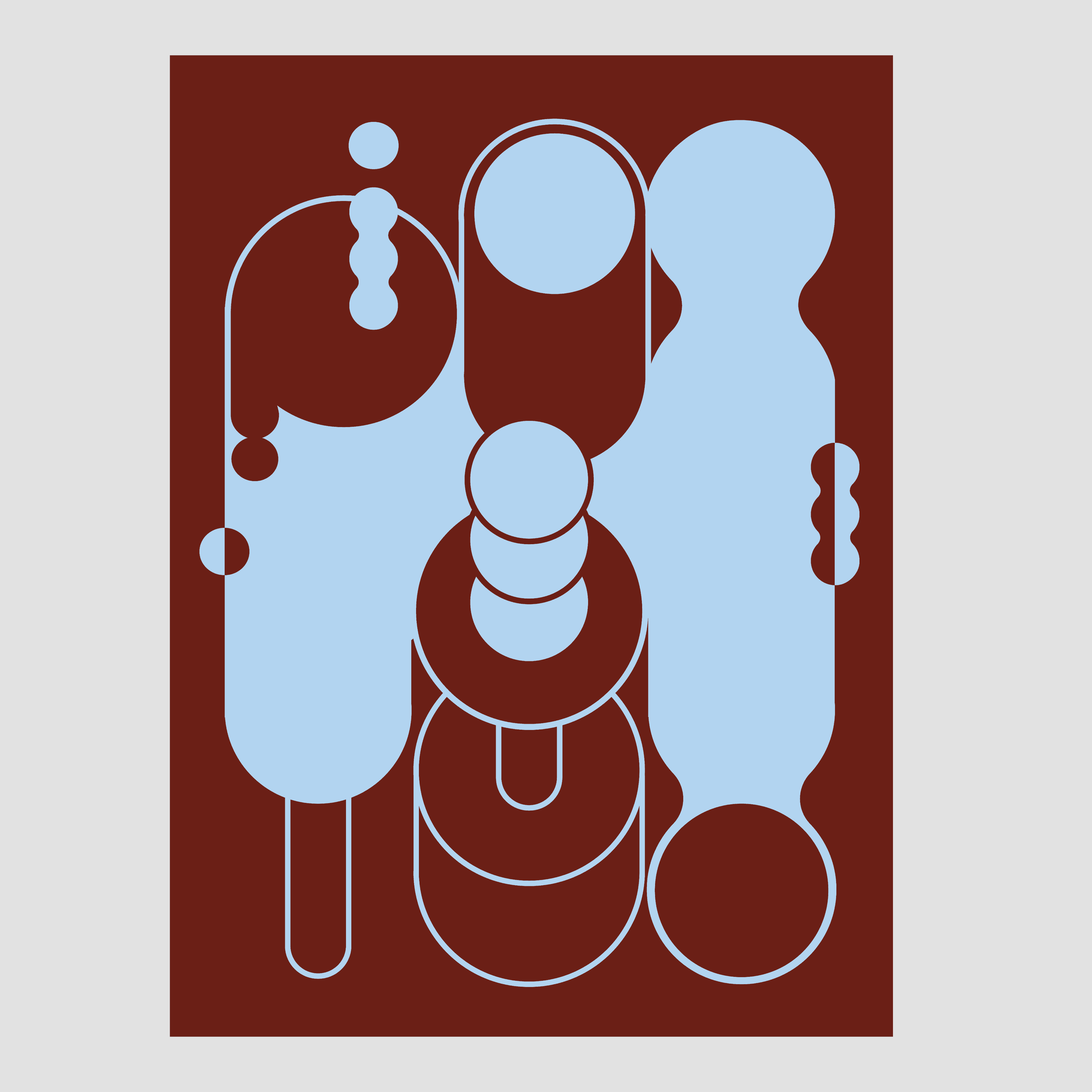 Graphic pattern design for MY TONE in wine red and sky blue.