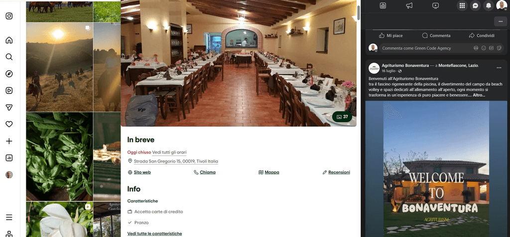screen 3 profili social per attività locali