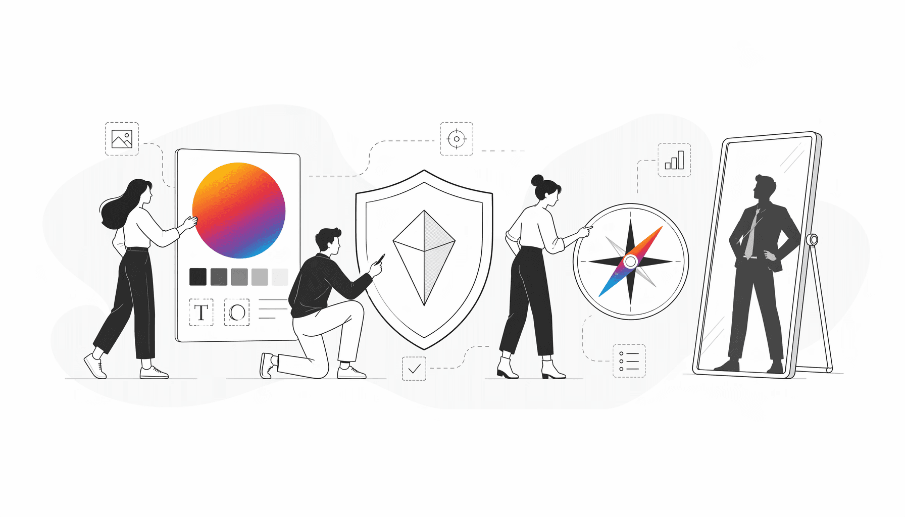 Schematische Visualisierung von Corporate Identity und Corporate Design