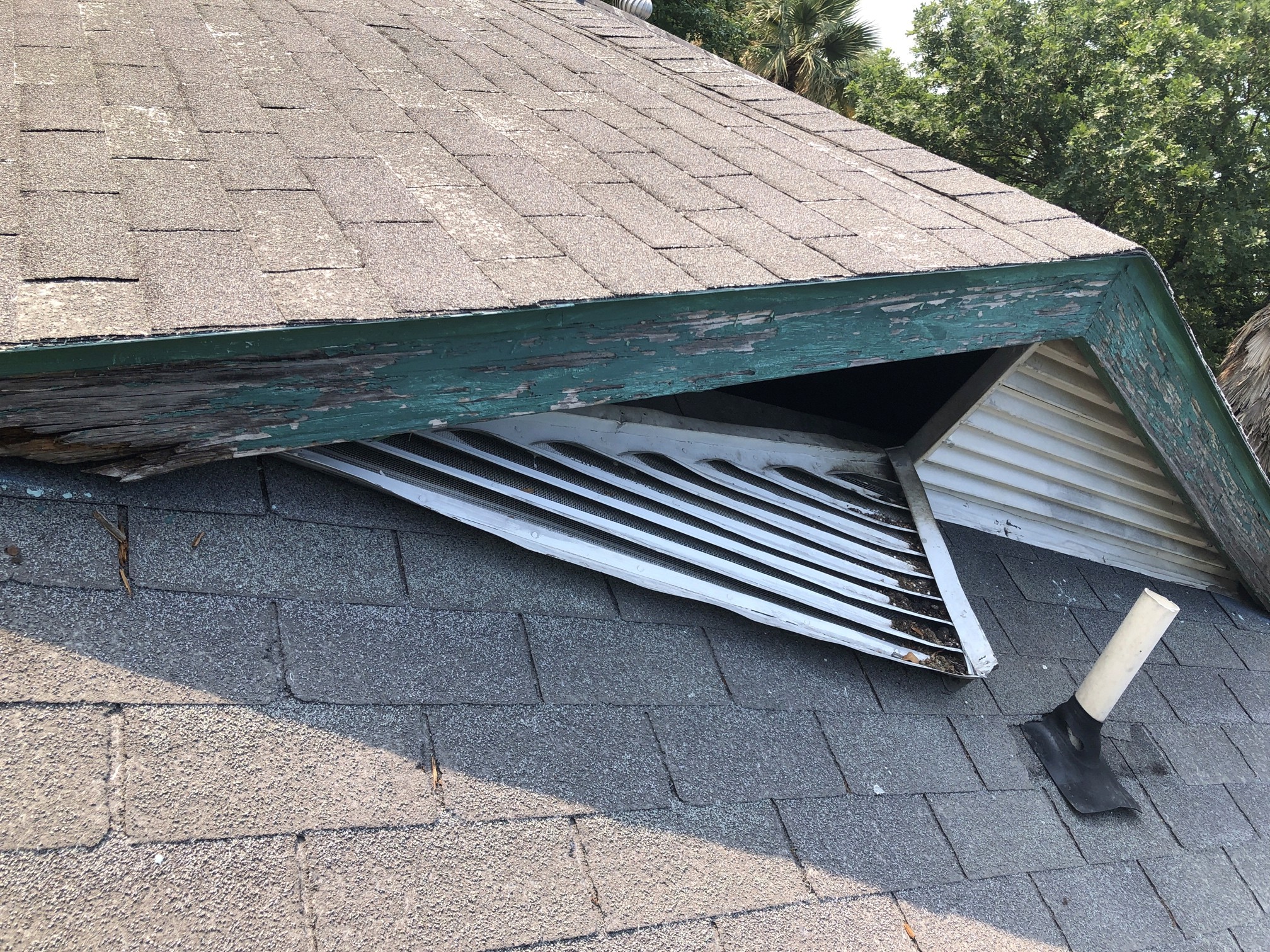 Inspection of the Roof gable vent in Round Rock Texas.