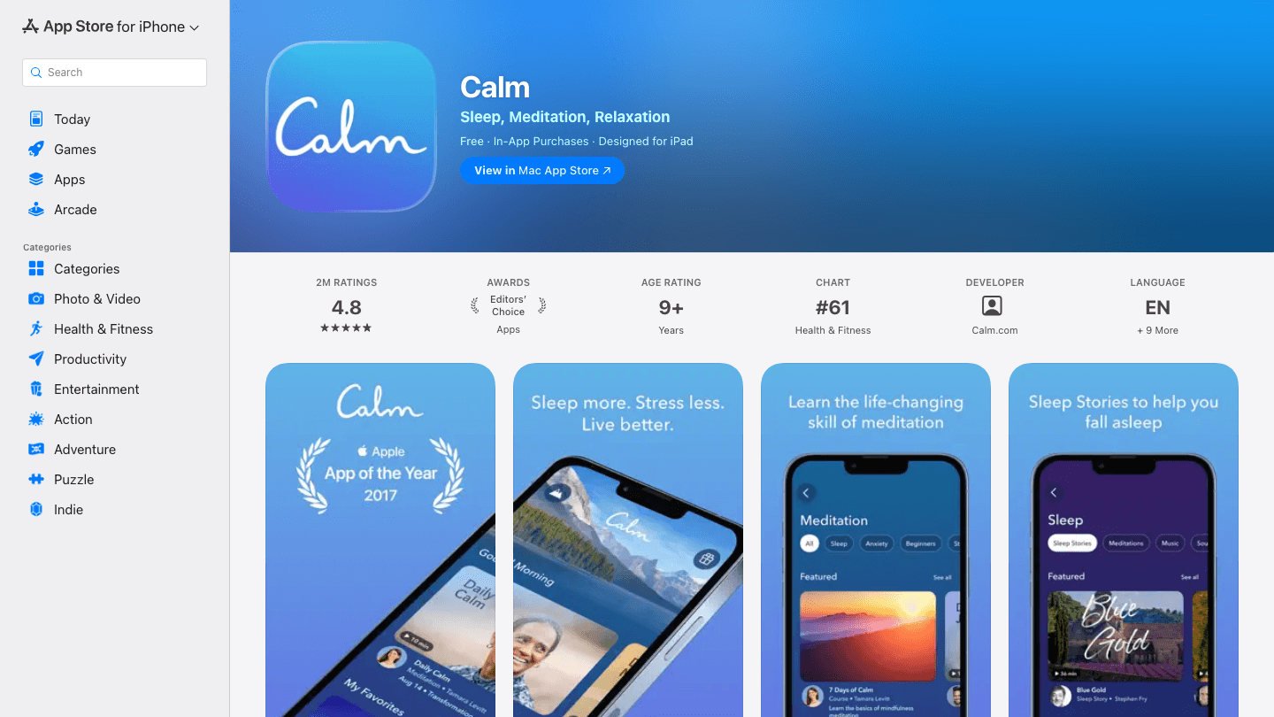 Calm app screenshot