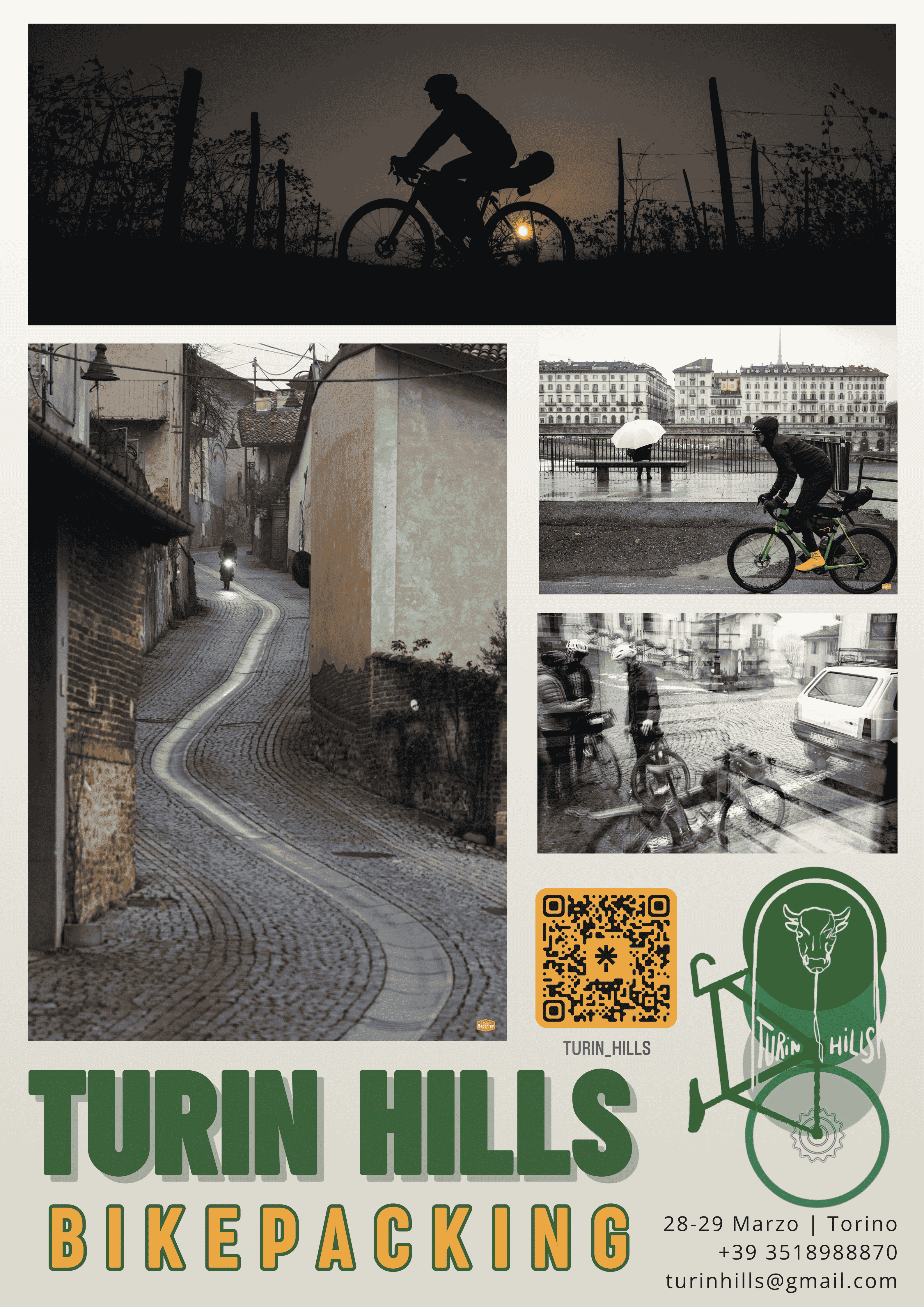 Locandina dell'evento di Turin hills con tutte le informazioni e Qr code