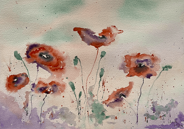 Field Of Poppies - watercolour