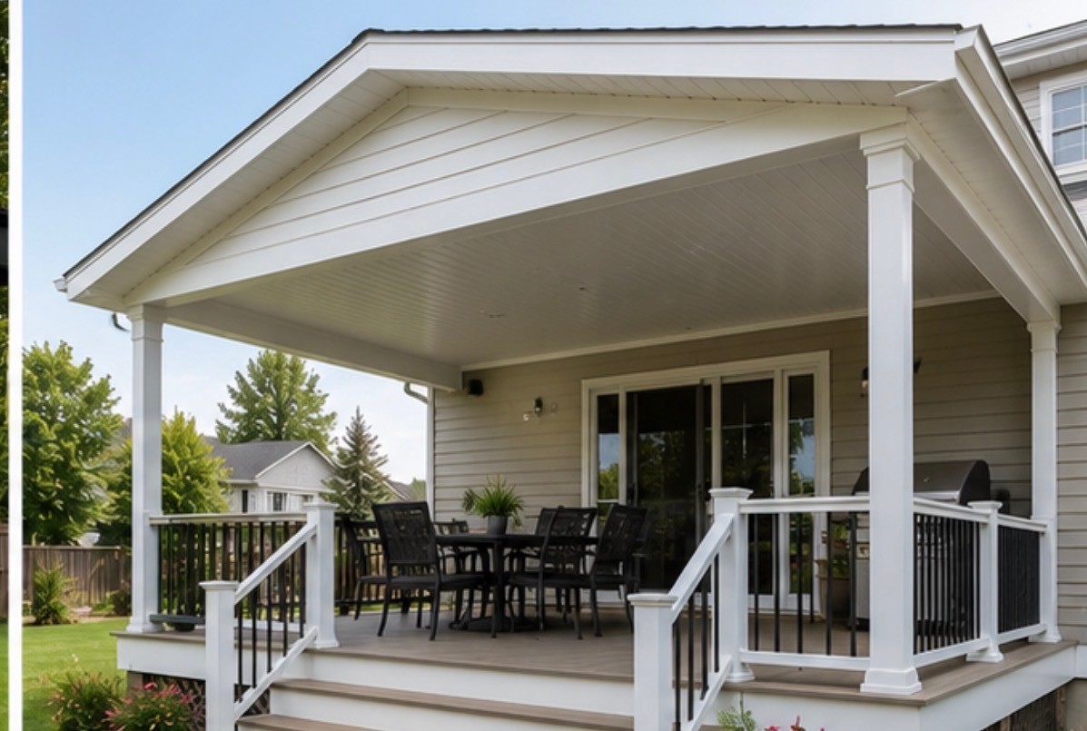 Finished deck with outdoor dining area