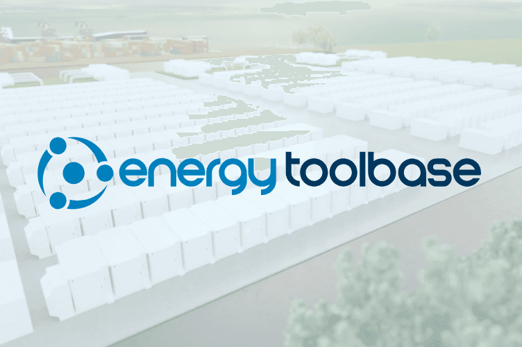 Energy Toolbase logo overlaid over a commercial storage array