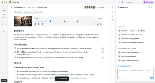 Fellow app screenshot
