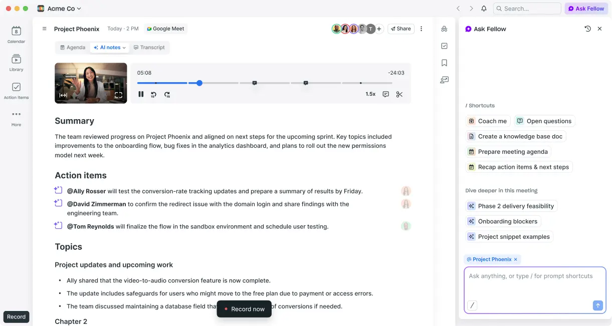 Fellow app screenshot
